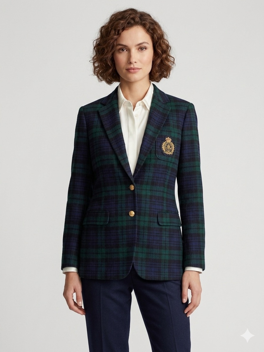 Lauren Ralph Lauren Black Watch Plaid Wool Cashmere Crest Blazer Jacket 16 - Picture 13 of 13